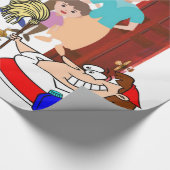 Glanzend wrapppapier, schoonmaakdame cadeaupapier (Hoek)