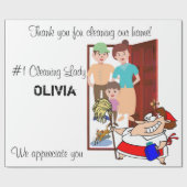 Glanzend wrapppapier, schoonmaakdame cadeaupapier (Vlak)