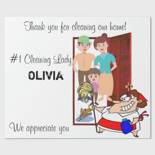 Glanzend wrapppapier, schoonmaakdame cadeaupapier (Vlak)