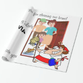 Glanzend wrapppapier, schoonmaakdame cadeaupapier (Uitgerold)