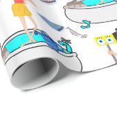 Glanzend wrapppapier, schoonmaakdame cadeaupapier (Rol Hoek)