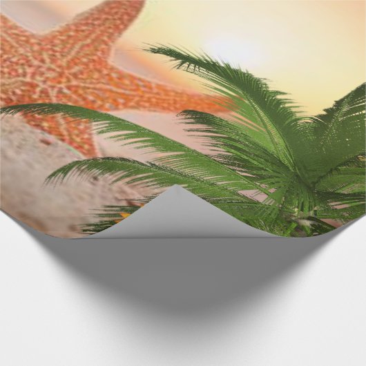 Glanzend wrapppapier Starfish Beach Cadeaupapier (Hoek)