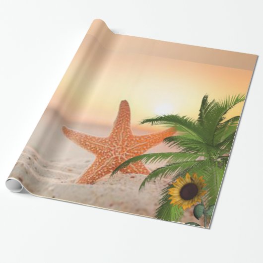 Glanzend wrapppapier Starfish Beach Cadeaupapier (Uitgerold)