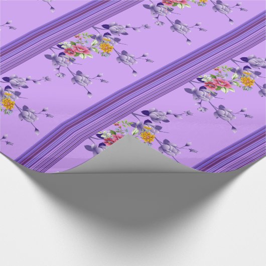 Glanzend wrapppapier, stripe Paarse Floral Cadeaupapier (Hoek)