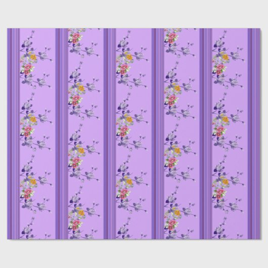 Glanzend wrapppapier, stripe Paarse Floral Cadeaupapier (Vlak)
