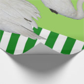 Glanzend wrapppapier, Swan Green Stripe Cadeaupapier (Hoek)