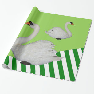 Glanzend wrapppapier, Swan Green Stripe Cadeaupapier