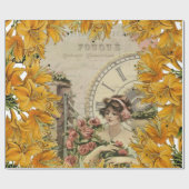 Glanzend wrapppapier, Victoriaans Floral Cadeaupapier (Vlak)