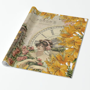 Glanzend wrapppapier, Victoriaans Floral Cadeaupapier