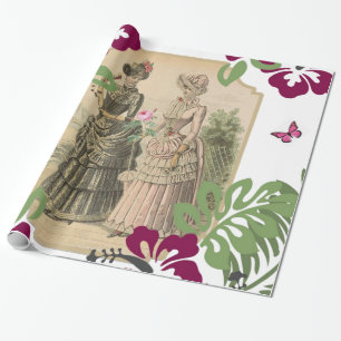 Glanzend wrapppapier, Victoriaans Floral Cadeaupapier