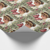 Glanzend wrapppapier Victoriaans groen Cadeaupapier (Hoek)