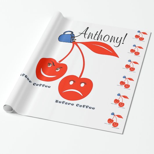 Glanzend wrapppapier, voor na koffie Cherrie Cadeaupapier (Uitgerold)