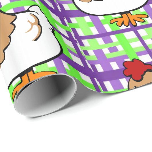 Glanzend wrapppapier voor Paars geel kippenschotel Cadeaupapier (Rol Hoek)