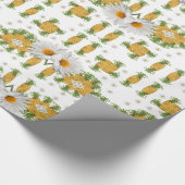 Glanzend wrapppapier Witte Daisy-ananassen Cadeaupapier (Hoek)