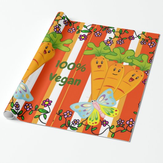 Glanzend wrapppapier, wortelband 100% Vegan Cadeaupapier (Uitgerold)