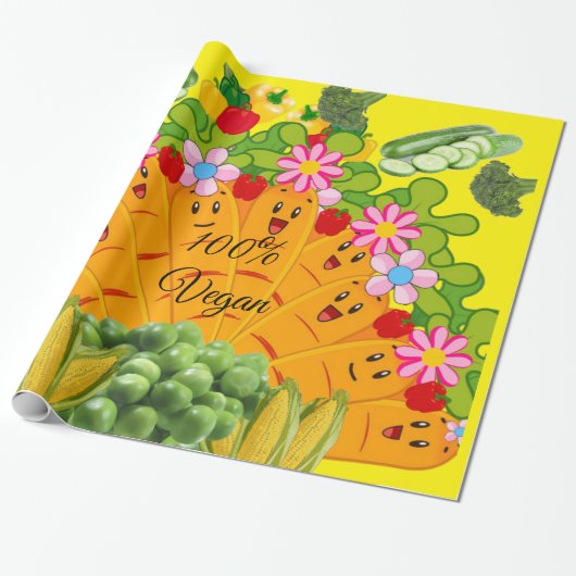 Glanzend wrapppapier, wortelerwt 100% Vegan Cadeaupapier (Uitgerold)