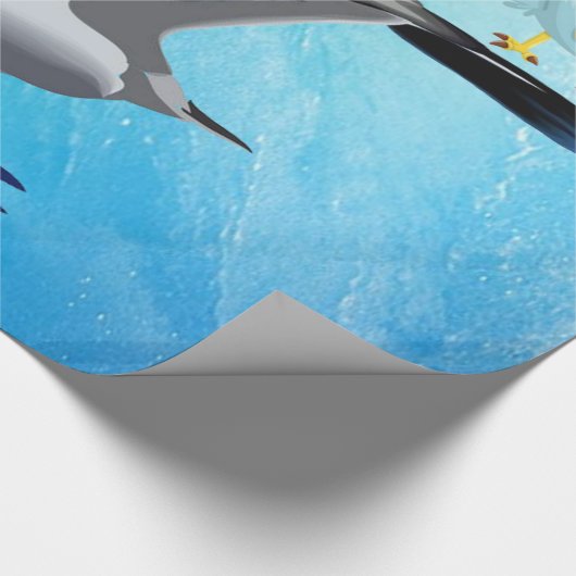 Glanzend wrapppapier, zeegarnaal visgolf cadeaupapier (Hoek)