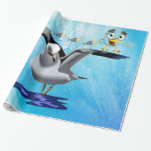 Glanzend wrapppapier, zeegarnaal visgolf cadeaupapier (Uitgerold)