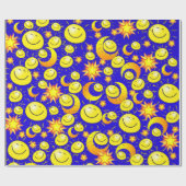 Glanzend wrapppapier, zonnemoongele sterren cadeaupapier (Vlak)