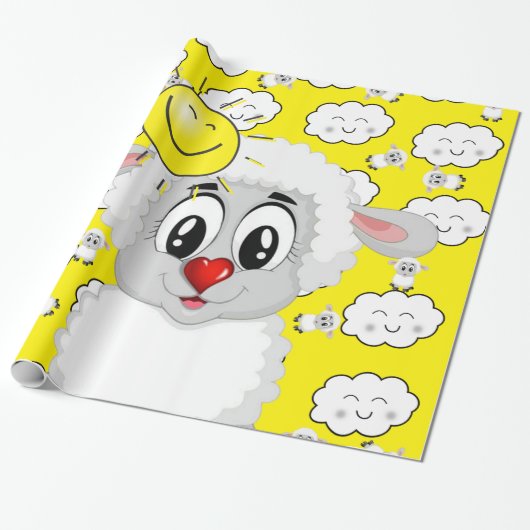 Glanzend wrapppapier, zonneschijnwolken Geel Cadeaupapier (Uitgerold)