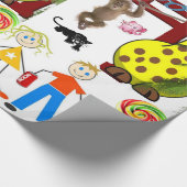 Glanzend wrapppapier, Zoo Giraffe-aap Cadeaupapier (Hoek)