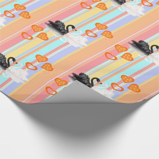 Glanzend wrapppapier, zwart wit, gestreepte band cadeaupapier (Hoek)