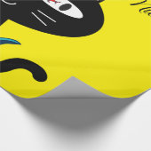 Glanzend wrapppapier, zwarte katvis, geel Bot Cadeaupapier (Hoek)