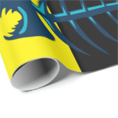 Glanzend wrapppapier, zwarte katvis, geel Bot Cadeaupapier (Rol Hoek)