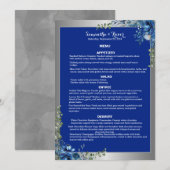 Glanzend Zilver, Blauwe Azuur Droom Diner Menu (Voorkant / Achterkant)