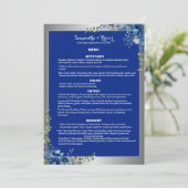 Glanzend Zilver, Blauwe Azuur Droom Diner Menu (Staand voorkant)