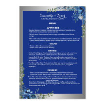 Glanzend Zilver, Blauwe Azuur Droom Diner Menu