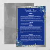 Glanzend Zilver, Blauwe Azuur Droom Diner Menu Kaart (Voorkant / Achterkant)