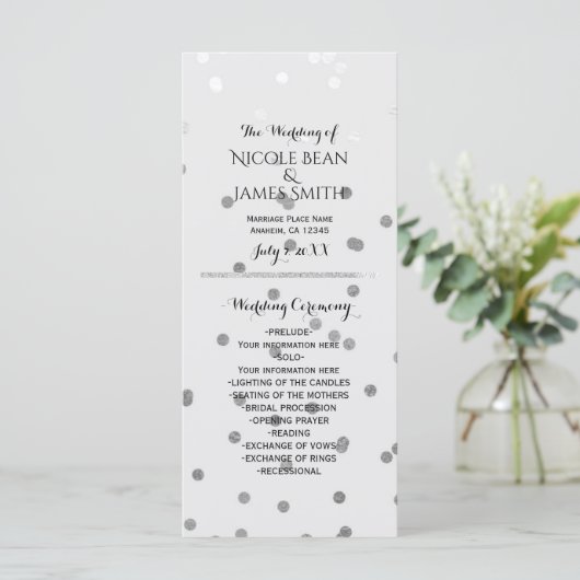 Glanzend Zilver Glamour Glam Chic Modern Program R Programmakaart (Staand voorkant)