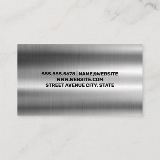 Glanzend zilver metallic visitekaartje (Achterkant)