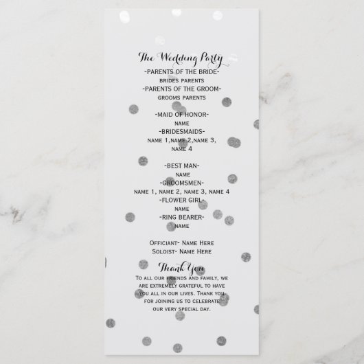 Glanzend Zilveren Glamour Glam Chique Modern Progr Programmakaart (Achterkant)