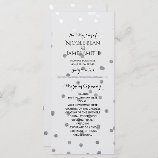 Glanzend Zilveren Glamour Glam Chique Modern Progr Programmakaart (Voorkant / Achterkant)