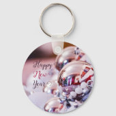 Glanzend zilveren kerstbubbels Sleutelhanger (Voorkant)