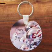 Glanzend zilveren kerstbubbels Sleutelhanger (Voorkant)