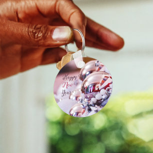 Glanzend zilveren kerstbubbels Sleutelhanger