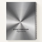 Glanzend zilvergrijs Roestvrijstalen look Notitieb Notitieboek (Achterkant)