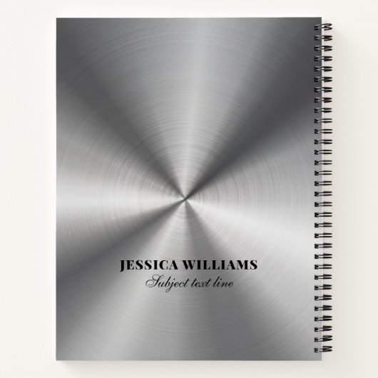 Glanzend zilvergrijs Roestvrijstalen look Notitieb Notitieboek (Achterkant)