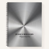 Glanzend zilvergrijs Roestvrijstalen look Notitieb Notitieboek (Voorkant)