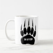 Glanzend Zwart Beer Paw Print Aangepaste naam Koffiemok (Links)