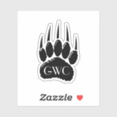 Glanzend zwart Beer Paw Print Monogram Sticker (Vel)