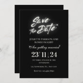 Glanzend zwart elegant Flat Save The Date Kaart (Voorkant / Achterkant)