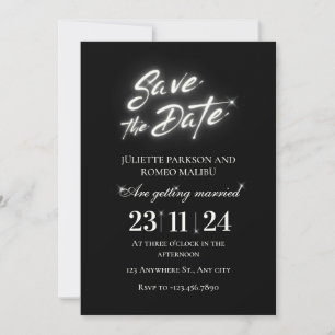 Glanzend zwart elegant Flat Save The Date Kaart