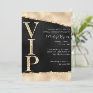 Glanzend Zwart en Goud Glitter Glamoureuze VIP-Par Kaart