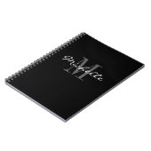 Glanzend zwart en wit monogram spiraal notebook notitieboek (Linkerzijde)