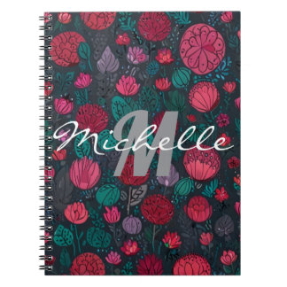 Glanzend zwart en wit monogram spiraal notitieboek