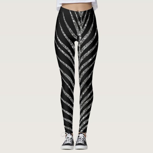 Glanzend Zwart Glitter Leggings (Voorkant)